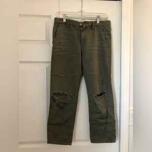 AG green khaki cropped pants